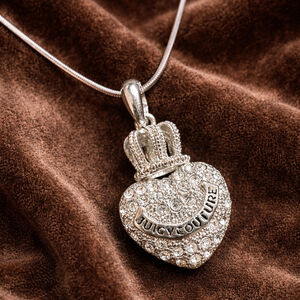 Crystal Puff Pavé Heart Necklace – Juicy Couture Crown Pendant